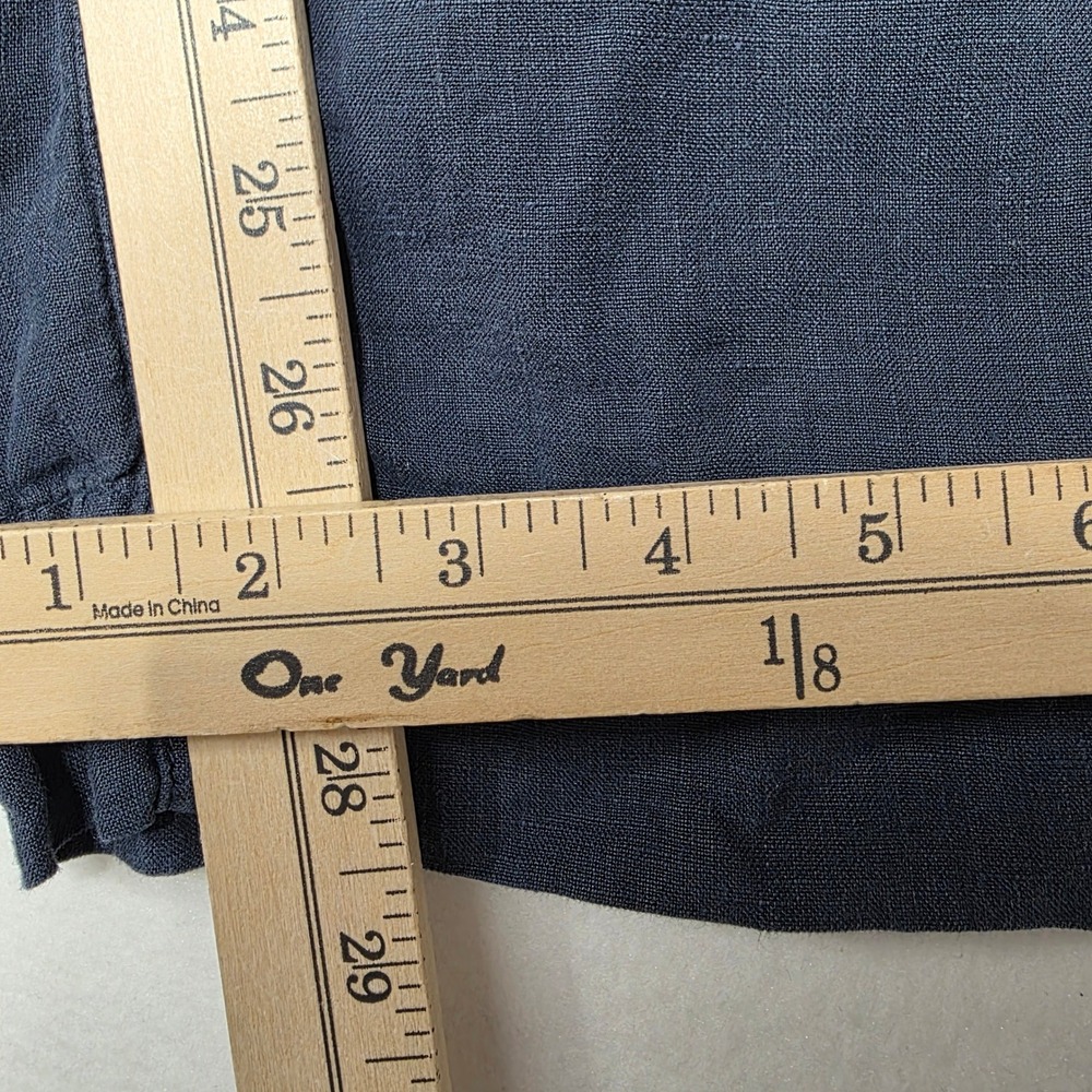 Faherty Linen Wide Leg Pants Womens Large Navy Blue Beach Summer WBS2334-FTM - Picture 8 of 10